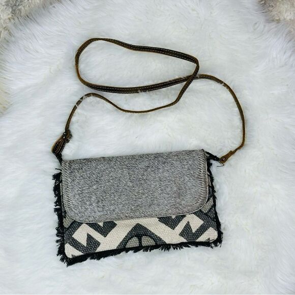 Myra Bag Gray and Black Crossbody - Picture 1 of 13